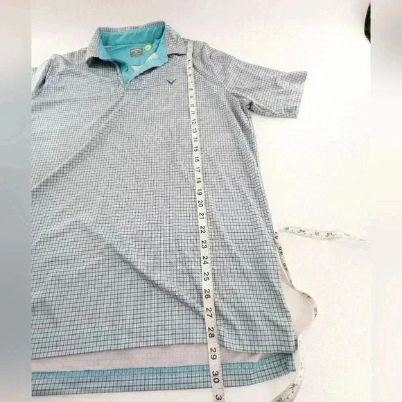 Callaway Golf Bluish Plaid Golf SHORT SLEEVE POLO SHIRT Medium Opti-Dri - Picture 7 of 9